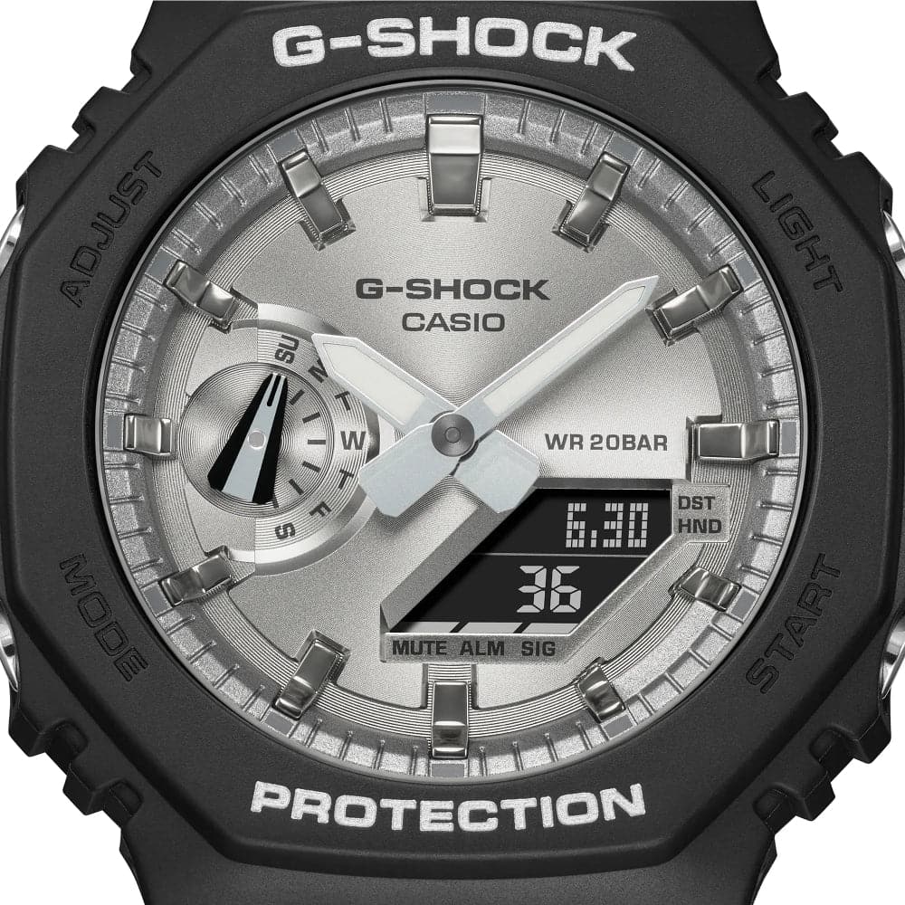Casio G-Shock Silver Dial Black Resin Strap Men Watch GA-2100SB-1ADR-P