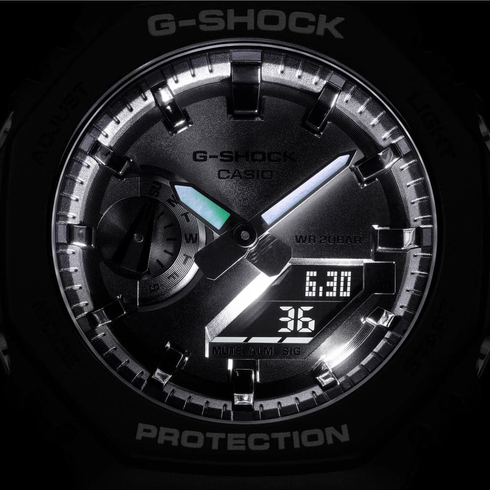 Casio G-Shock Silver Dial Black Resin Strap Men Watch GA-2100SB-1ADR-P