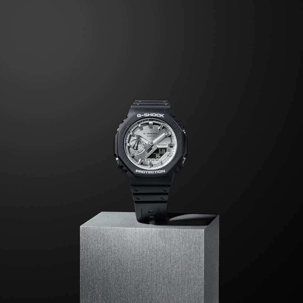 Casio G-Shock Silver Dial Black Resin Strap Men Watch GA-2100SB-1ADR