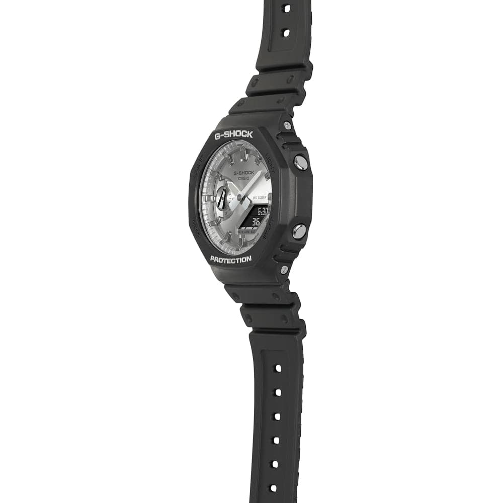 Casio G-Shock Silver Dial Black Resin Strap Men Watch GA-2100SB-1ADR