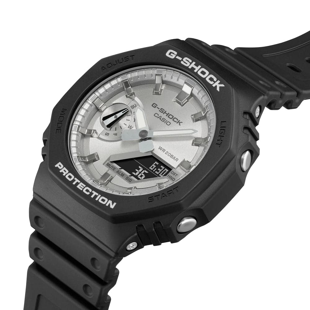 Casio G-Shock Silver Dial Black Resin Strap Men Watch GA-2100SB-1ADR