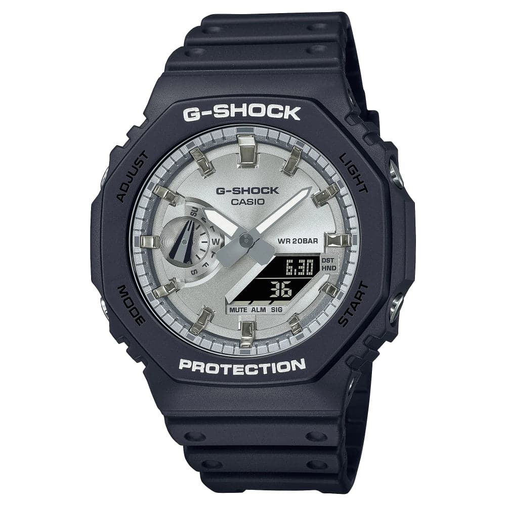 Casio G-Shock Silver Dial Black Resin Strap Men Watch GA-2100SB-1ADR