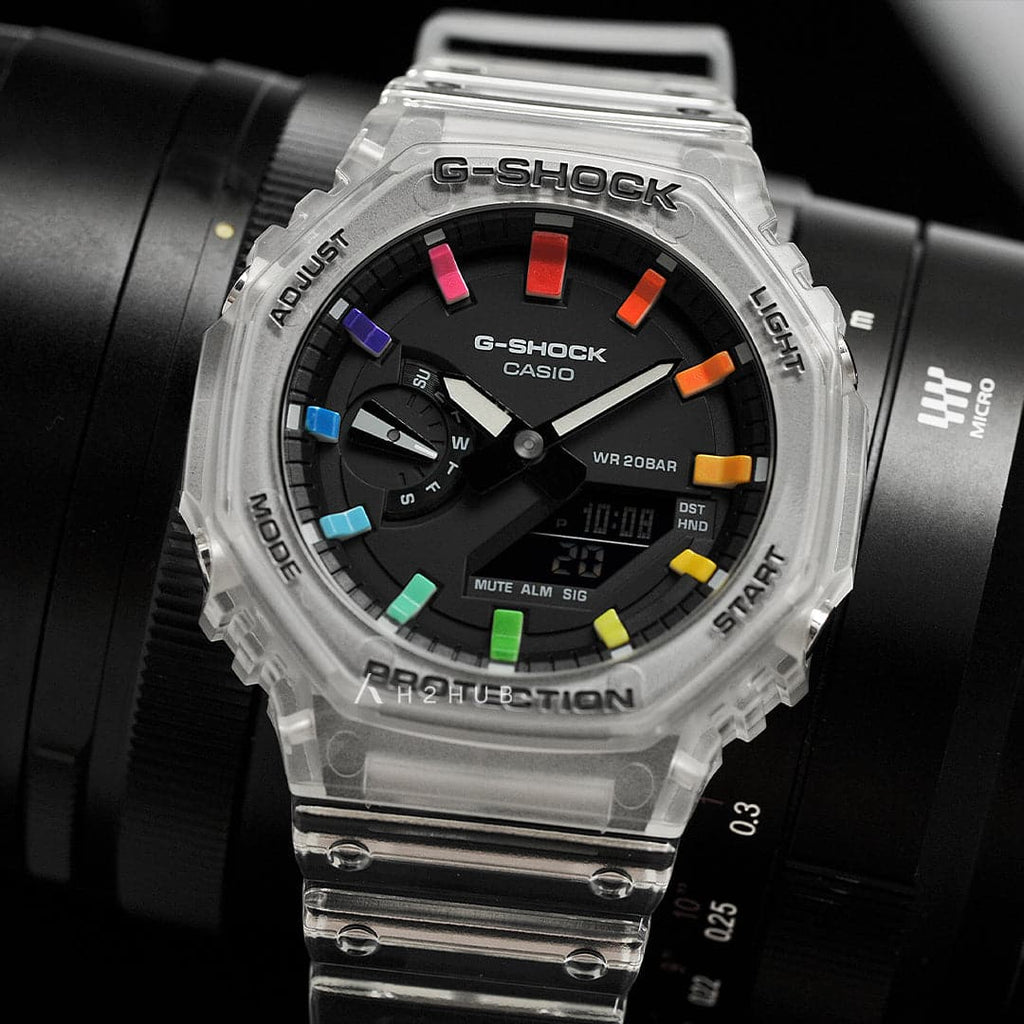 Casio Mod G-Shock Transparent Resin Strap Unisex Watch GA-2100SKE-7ADR-M1