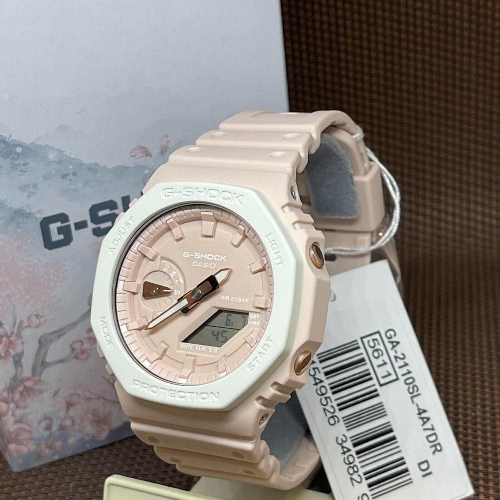 Casio G-Shock Digital-Analogue Pink Resin Strap Women Watch GA-2110SL-4A7DR