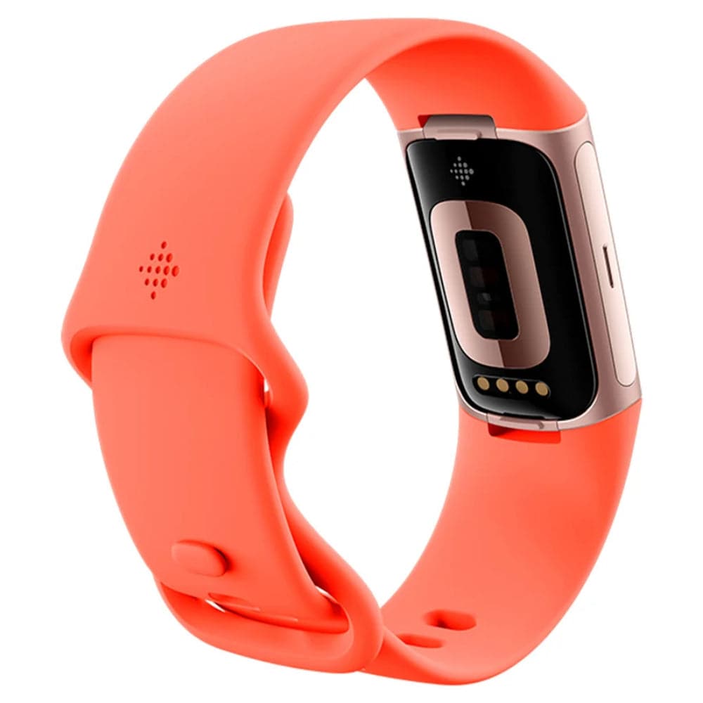 Fitbit Charge 6, Coral/Champagne Gold Silicone Strap Unisex Smartwatch GA05184-AP