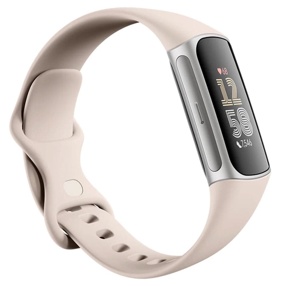 Fitbit Charge 6, Porcelain/Silver Silicone Strap Unisex Smartwatch GA05185-AP