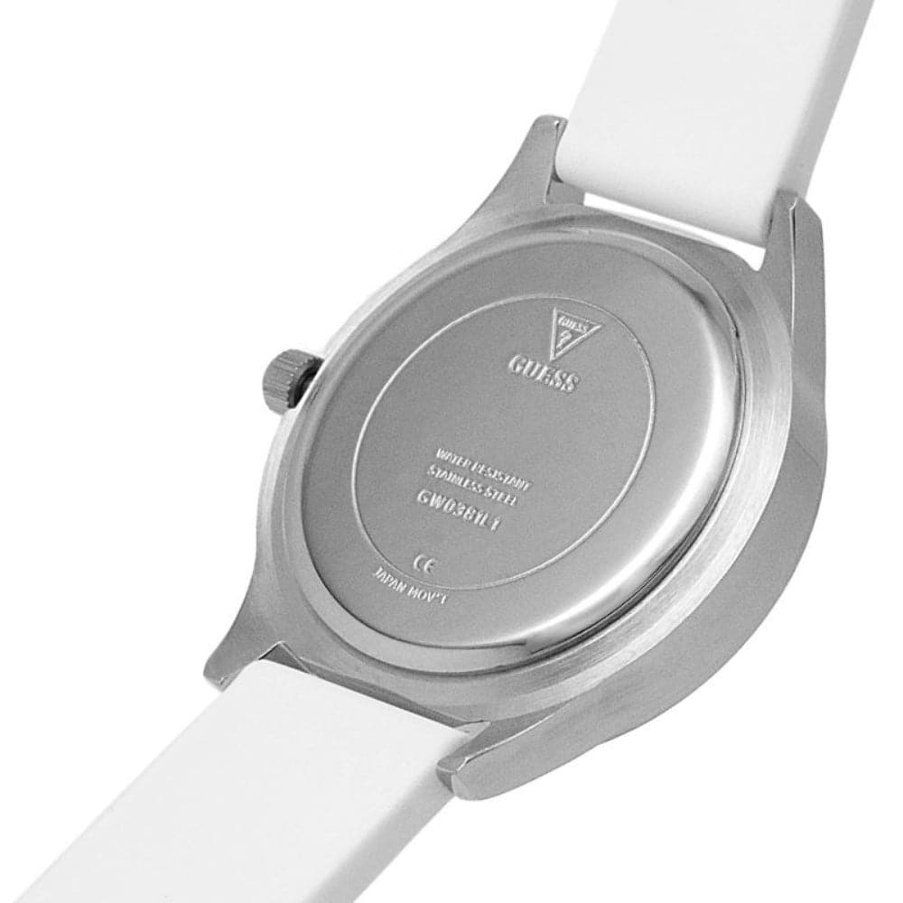 Guess Pearl White Dial Silicone Strap Women Watch GW0381L1