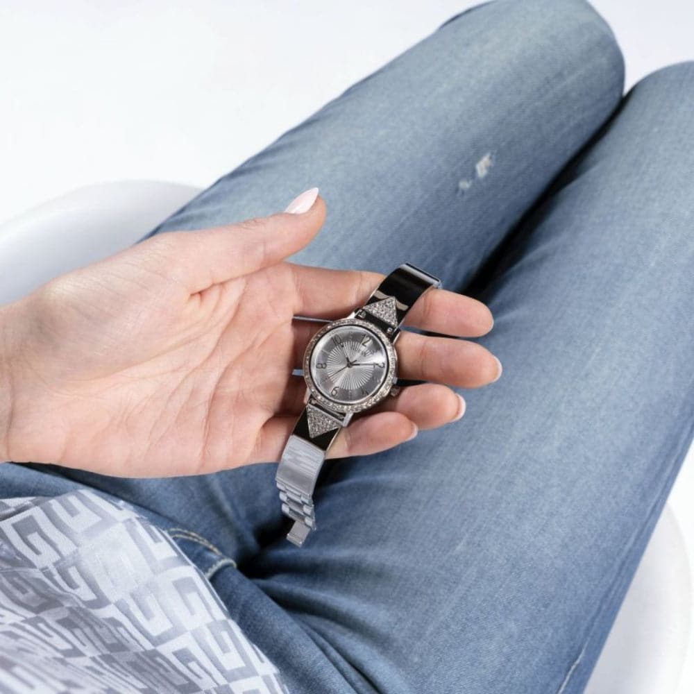 Guess Tri Luxe Silver Dial & Stainless Steel Strap Women Watch GW0474L1