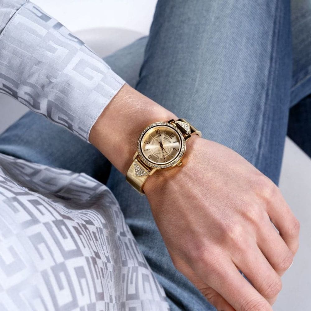 Guess Tri Luxe Gold Dial Stainless Steel Strap Women Watch GW0474L2