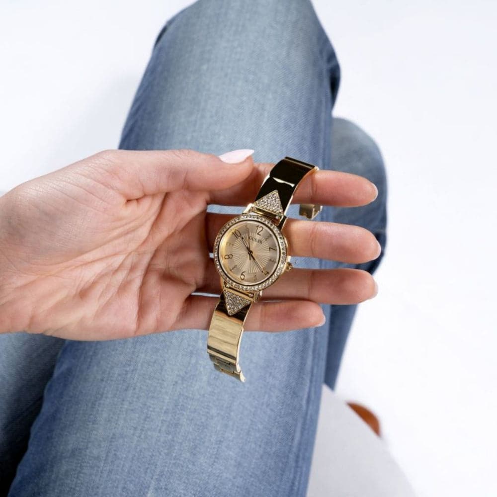 Guess Tri Luxe Gold Dial Stainless Steel Strap Women Watch GW0474L2