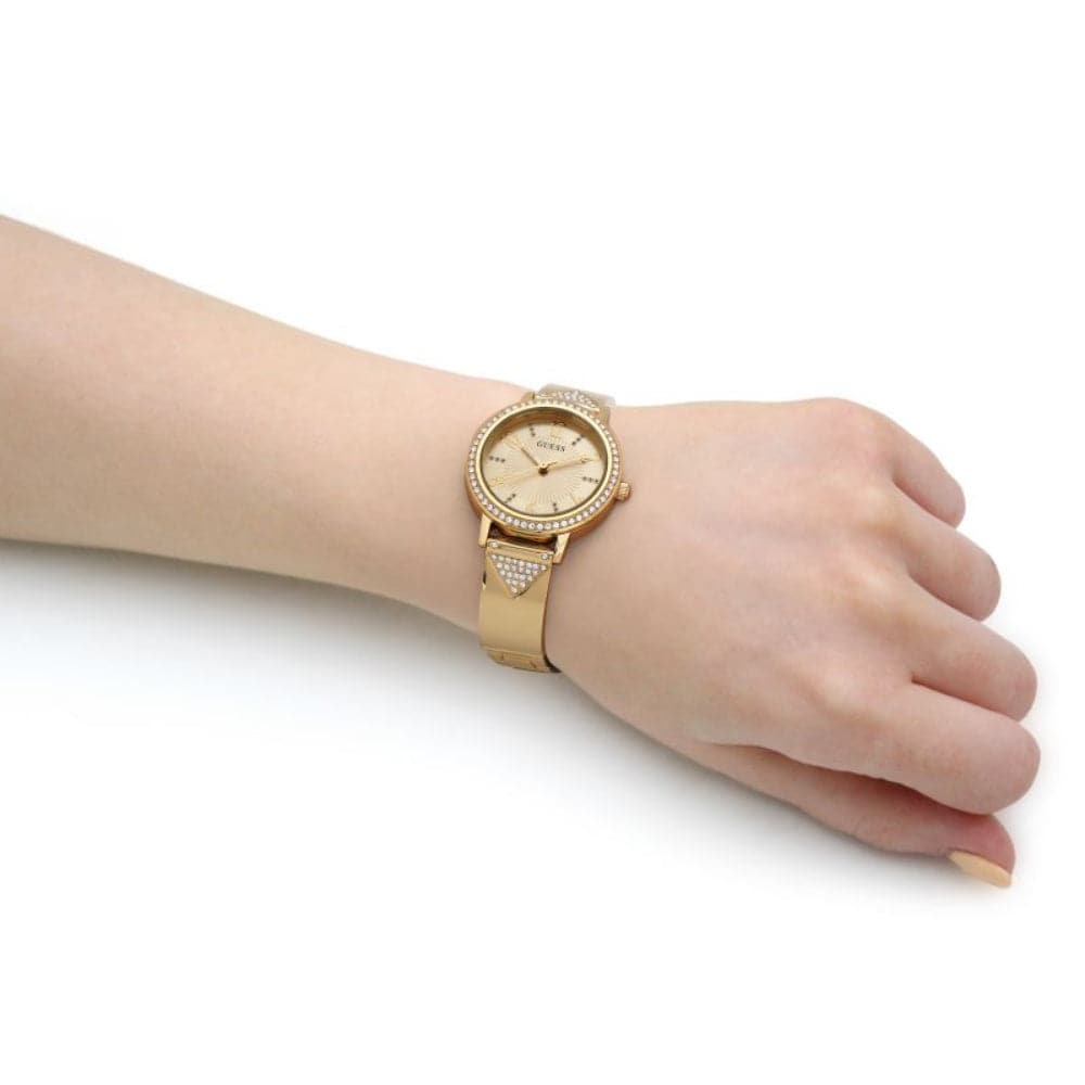 Guess Tri Luxe Gold Dial Stainless Steel Strap Women Watch GW0474L2