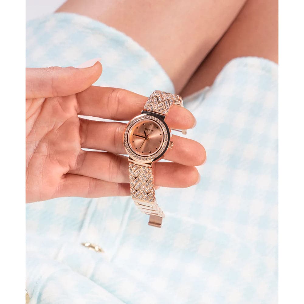 Guess Analog Rose Gold Dial & Stainless Steel Strap Women Watch GW0476L3