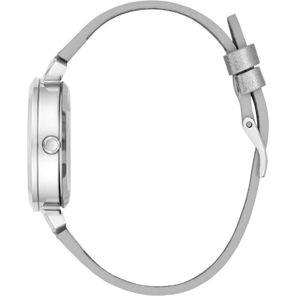 Guess Analog Silver Leather Strap Women Watch GW0535L3