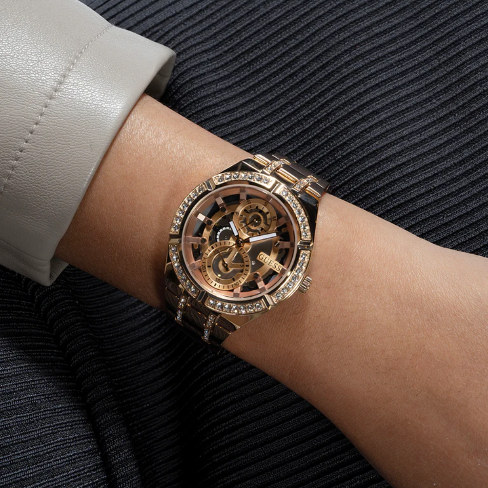 Guess Multifunction Rose Gold Stainless Steel Strap Women Watch GW0604L3
