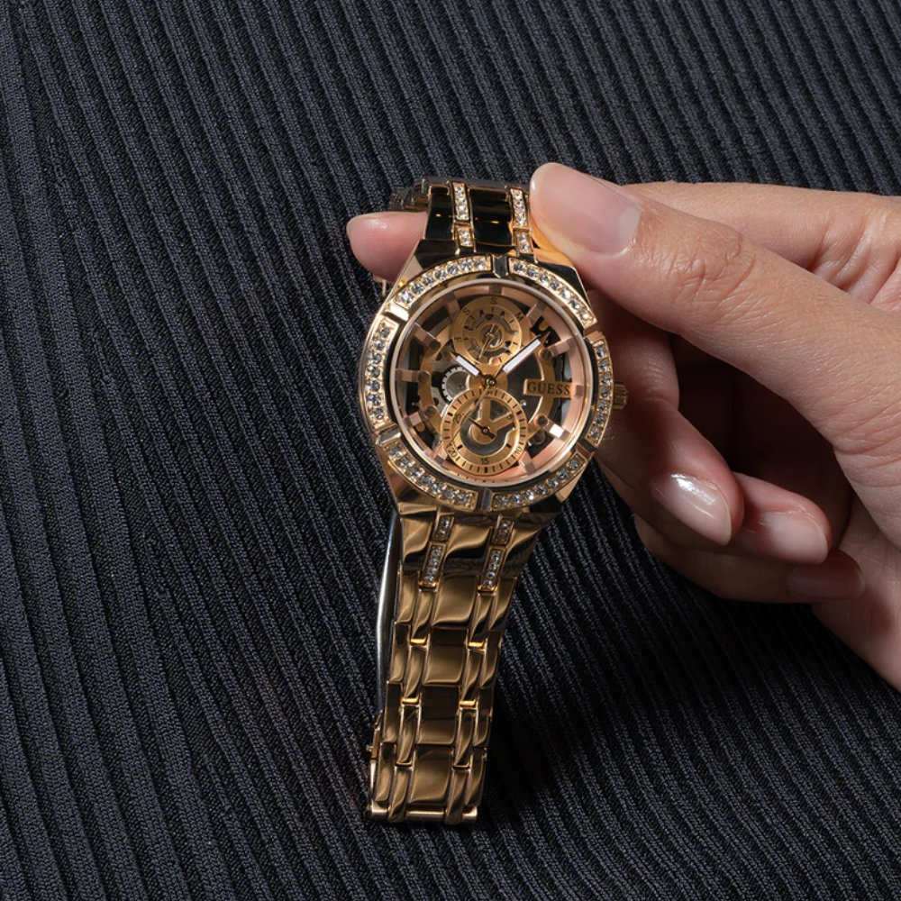 Guess Multifunction Rose Gold Stainless Steel Strap Women Watch GW0604L3