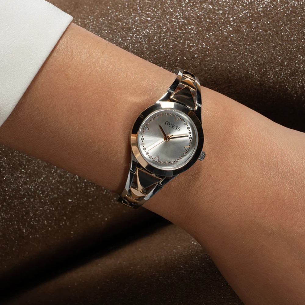 Guess Analog Silver Dial Two-Tone Stainless Steel Strap Women Watch GW0609L3