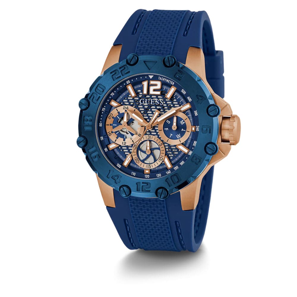 Guess Multifunction Blue Silicone Strap Men Watch GW0640G3