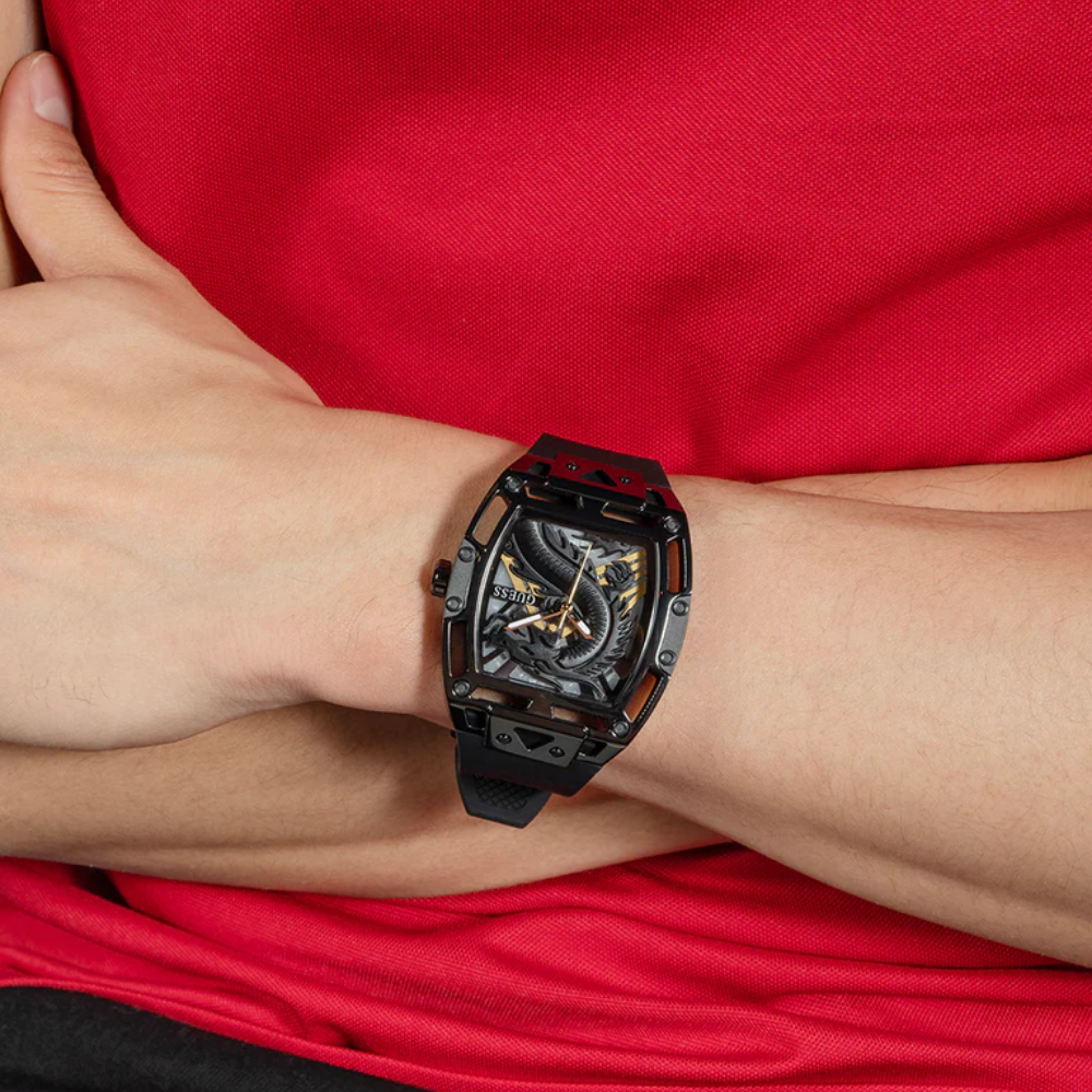 Guess Limited Edition Lunar New Year Black Silicone Strap Men Watch GW0648G1