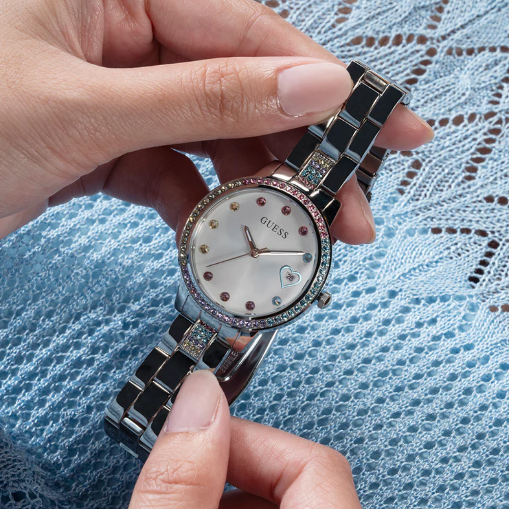 Guess Silver Dial Stainless Steel Strap Women Watch GW0657L1