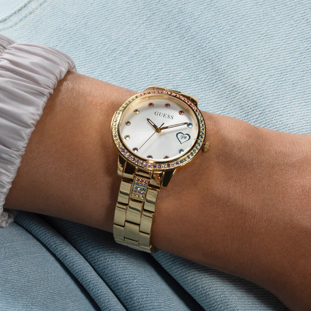 Guess Silver Dial Gold Stainless Steel Strap Women Watch GW0657L2