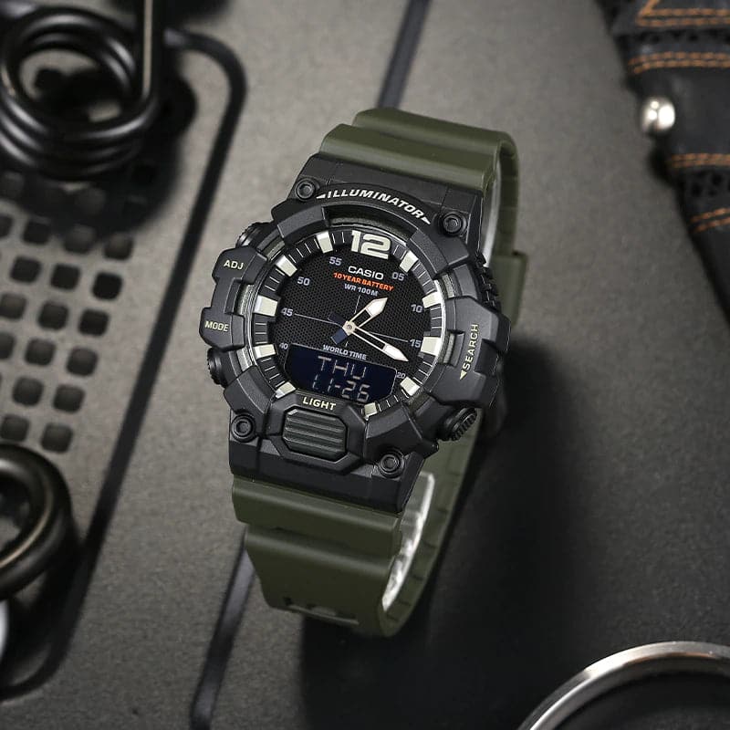 Casio General Black Dial Green Resin Strap Men Watch HDC-700-3AVDF-P