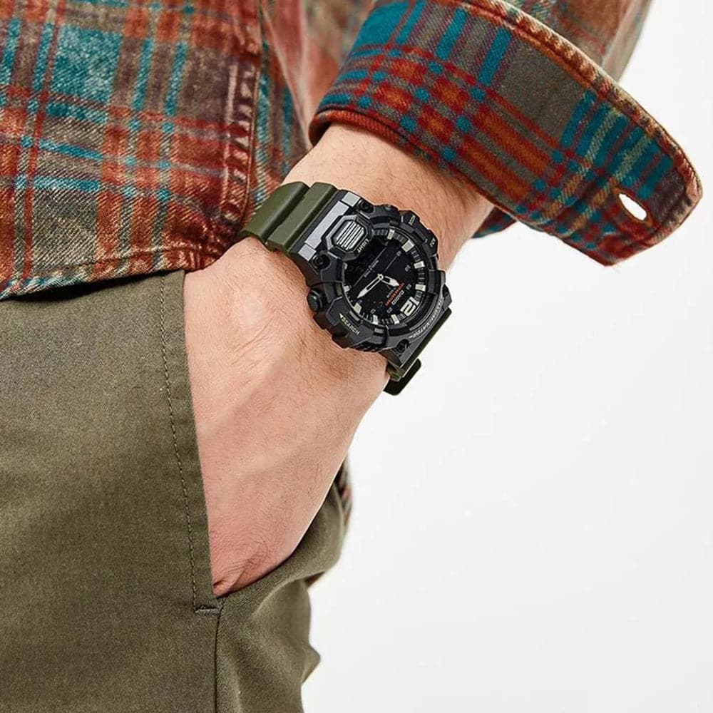 Casio General Black Dial Green Resin Strap Men Watch HDC-700-3AVDF-P