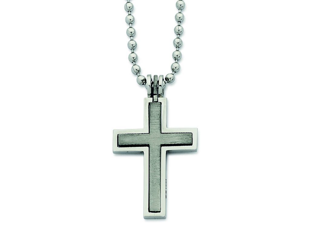 55cm Men's Cross Necklace in Stainless Steel