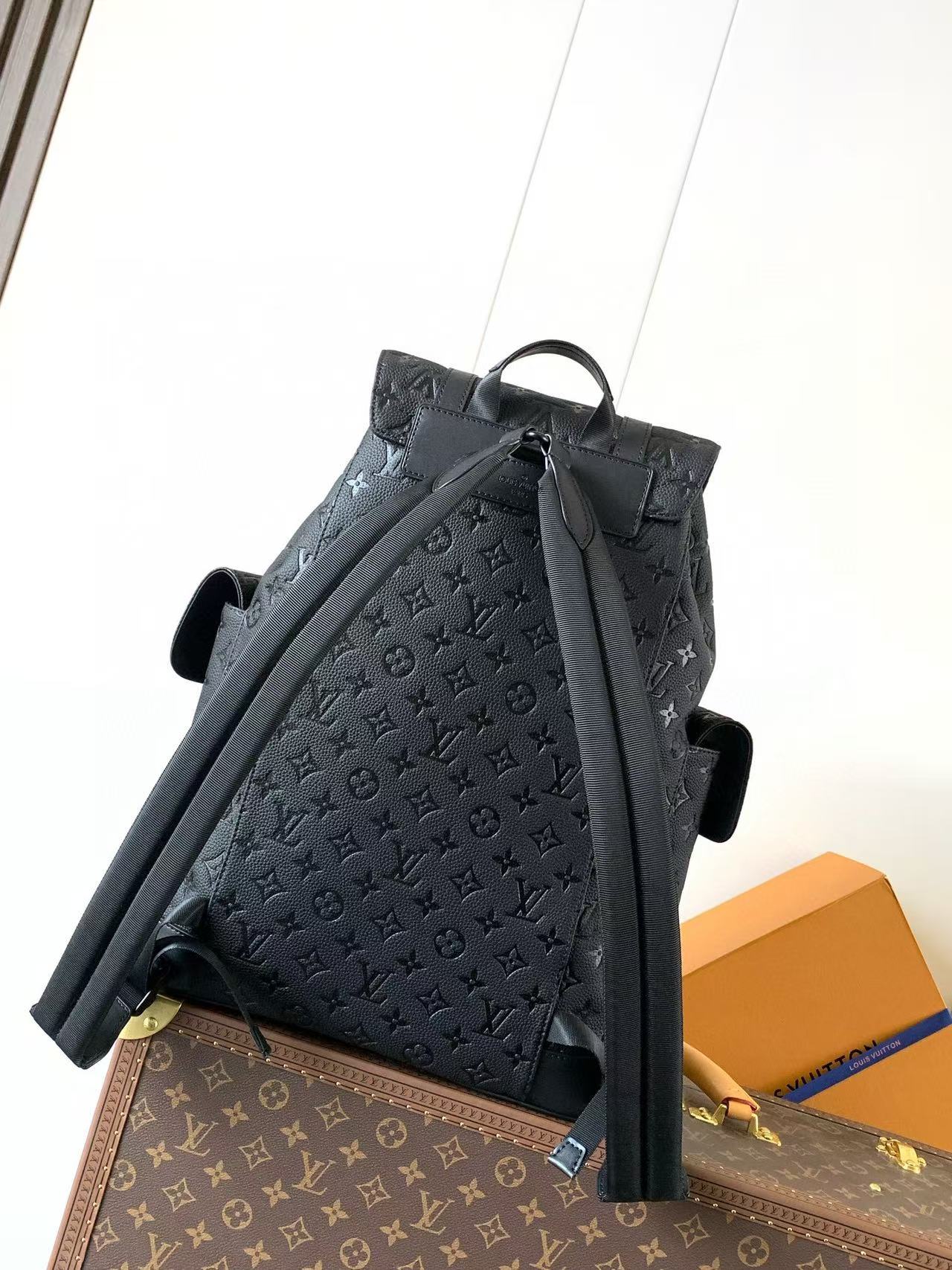 CHRISTOPHER BACKPACK 48 IN BLACK MONOGRAM CALFSKIN