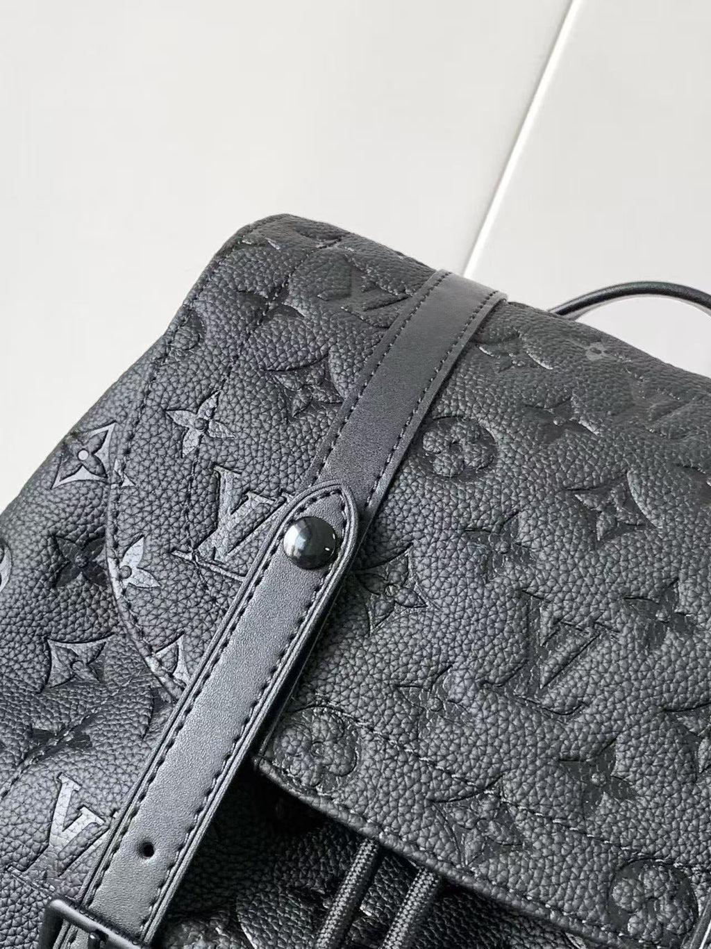 CHRISTOPHER BACKPACK 48 IN BLACK MONOGRAM CALFSKIN