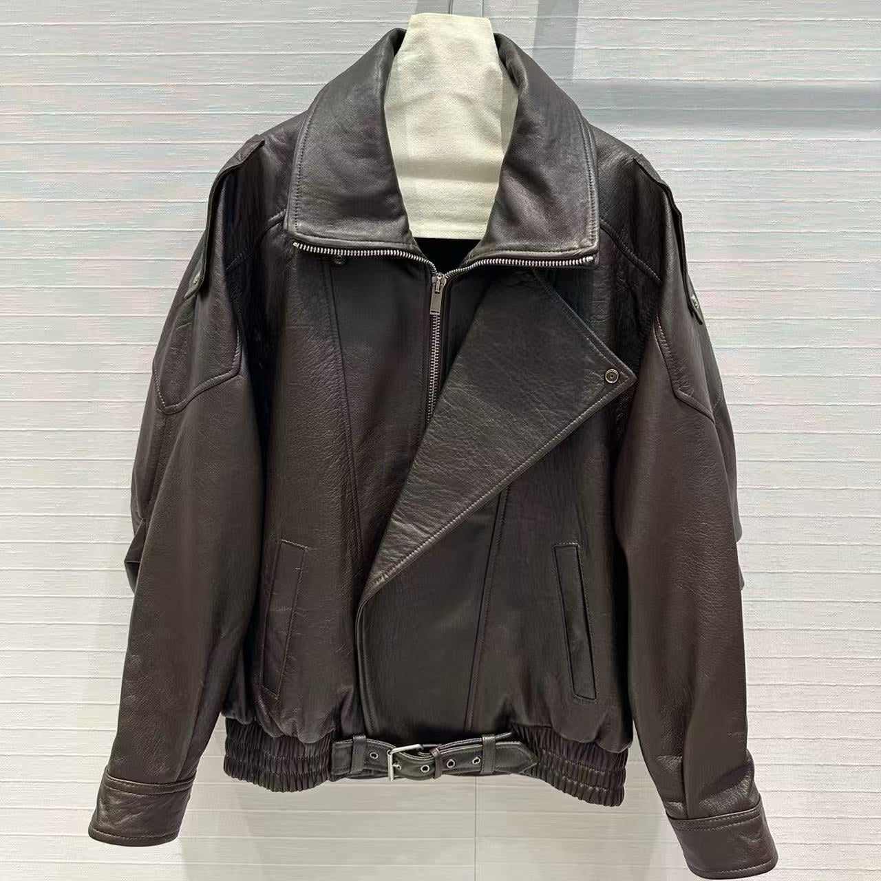 YSL Jacket Dark Brown and Black Lambskin