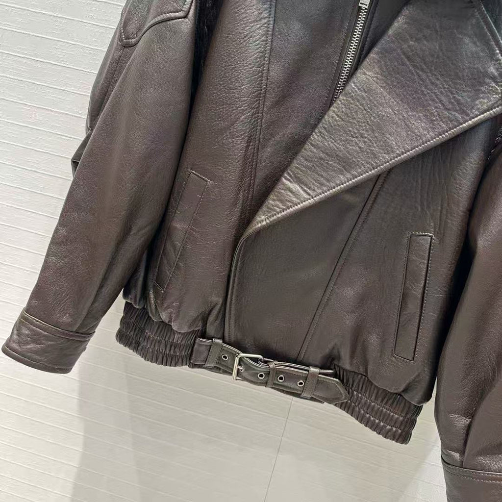YSL Jacket Dark Brown and Black Lambskin