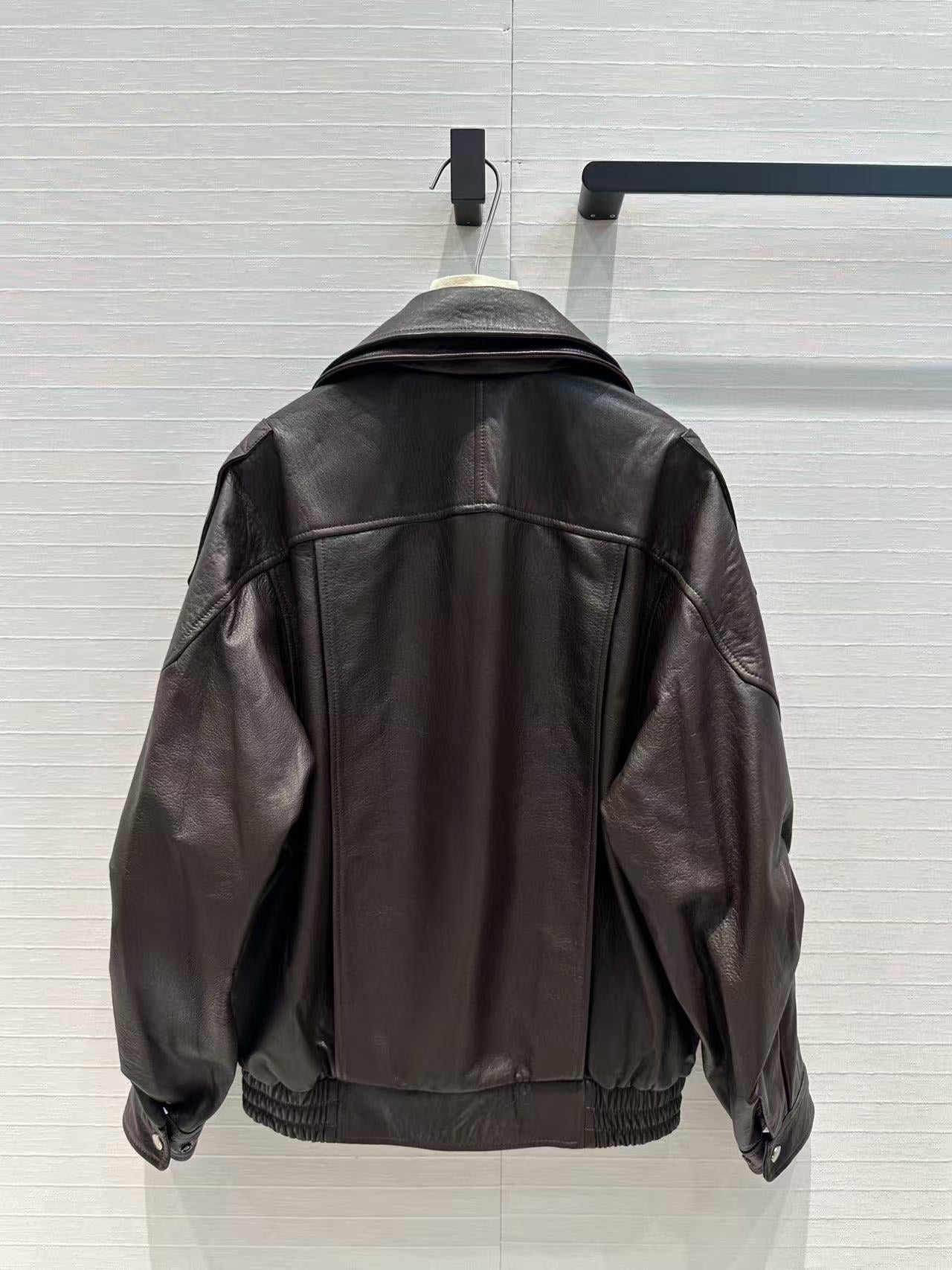 YSL Jacket Dark Brown and Black Lambskin