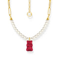 THOMAS SABO Link necklace with red goldbears & freshwater pearls