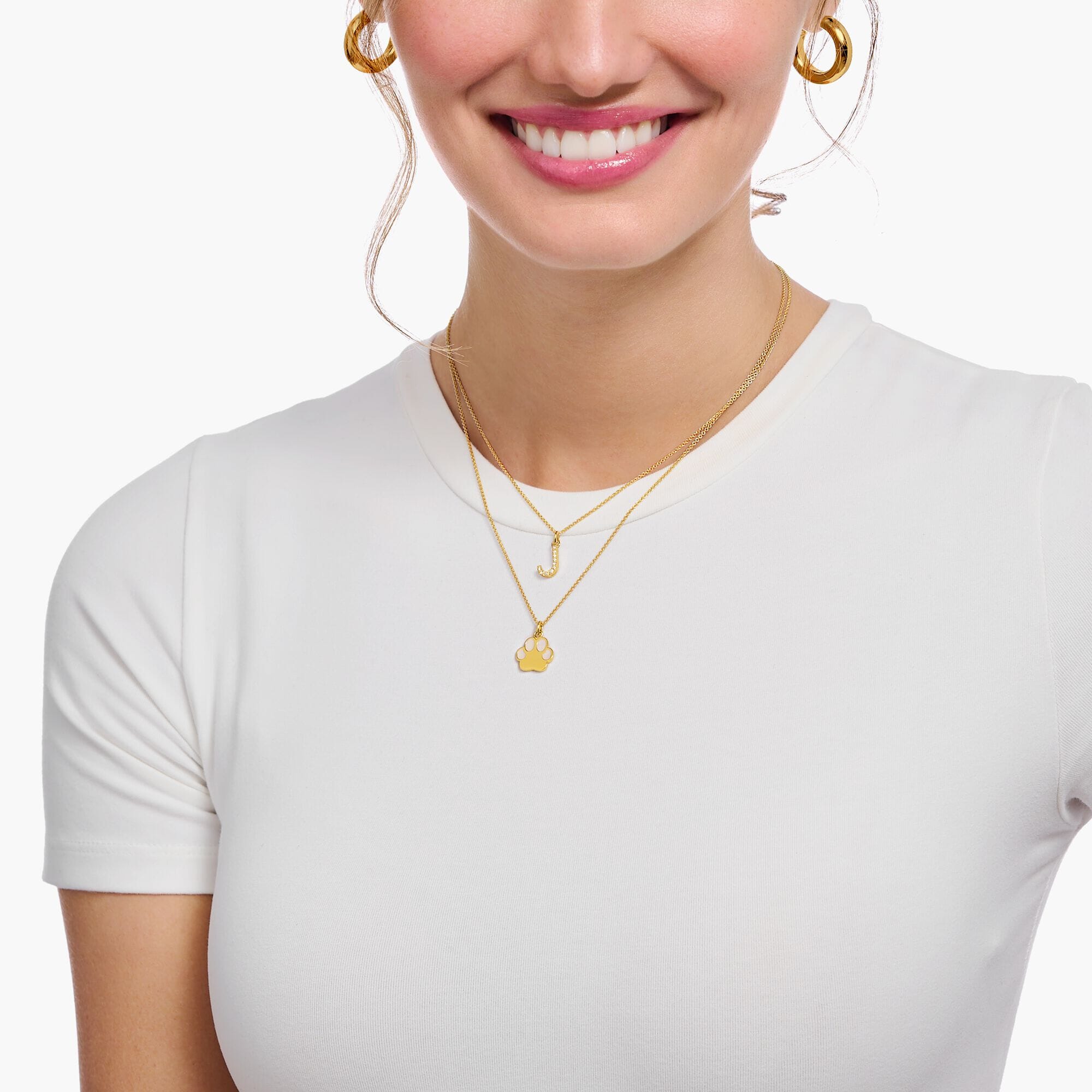 THOMAS SABO Necklace with letter pendant J and white zirconia - gold