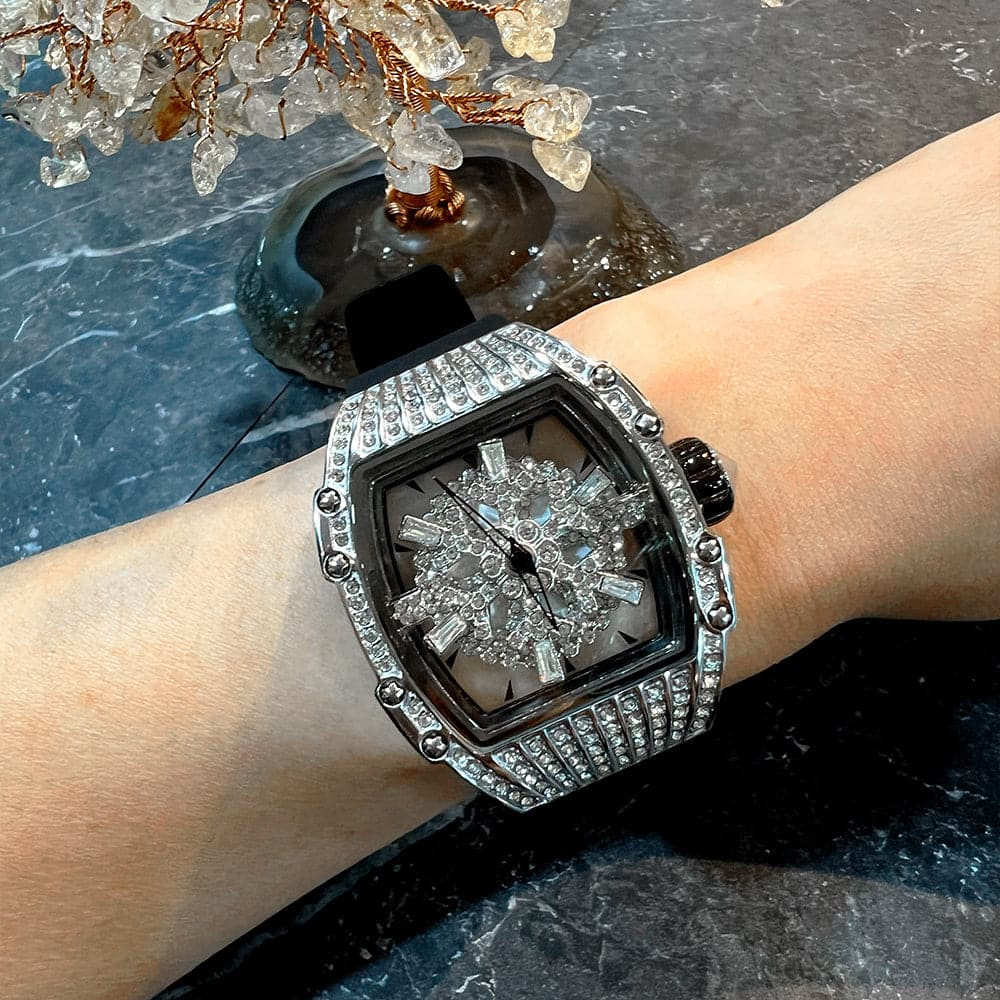 Aries Gold Crystal Dial Black Silicone Strap Women Watch L 5044 SW-BK