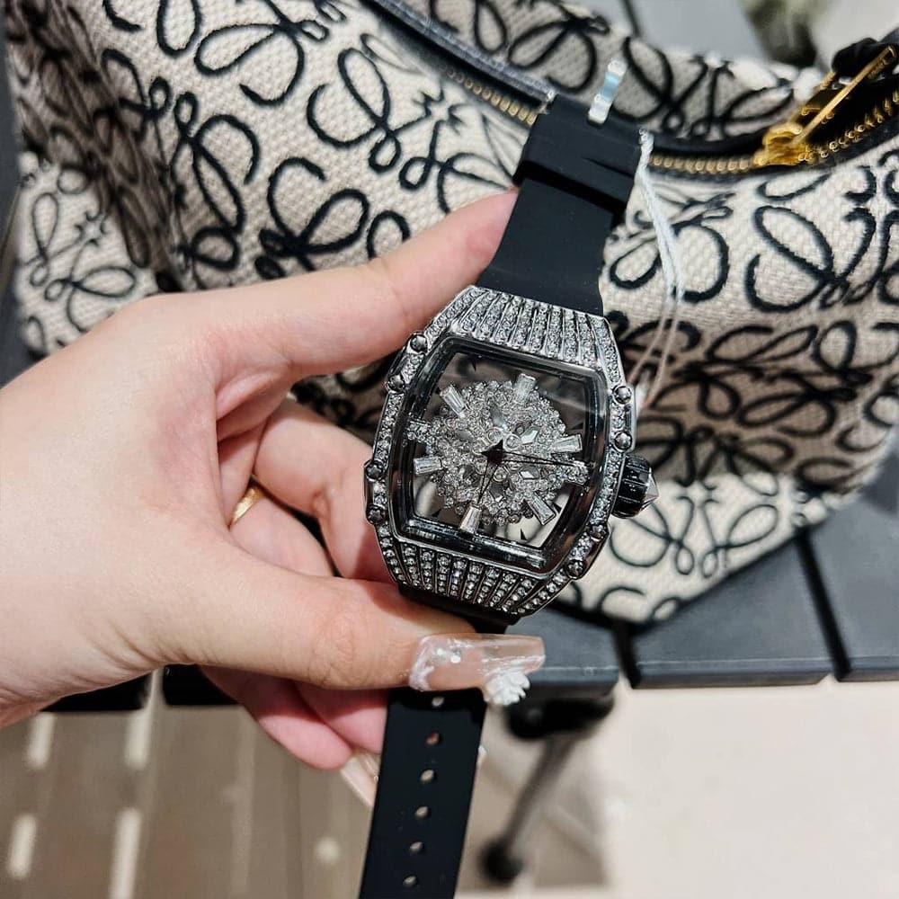 Aries Gold Crystal Dial Black Silicone Strap Women Watch L 5044 SW-BK
