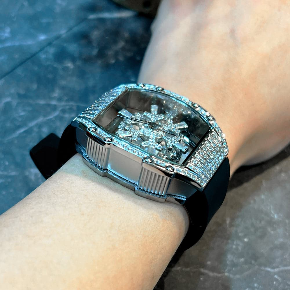 Aries Gold Crystal Dial Black Silicone Strap Women Watch L 5044 SW-BK