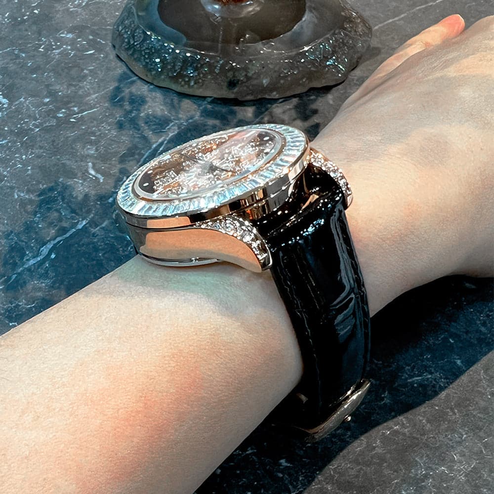 Aries Gold Black Genuine Leather Strap Women Watch L 5045 RGW-BK