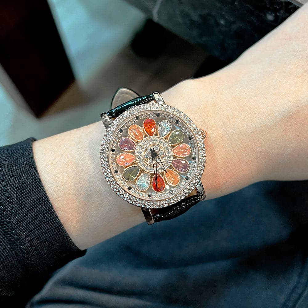 Aries Gold Black Genuine Leather Strap Women Watch L 5046 RGW-BK