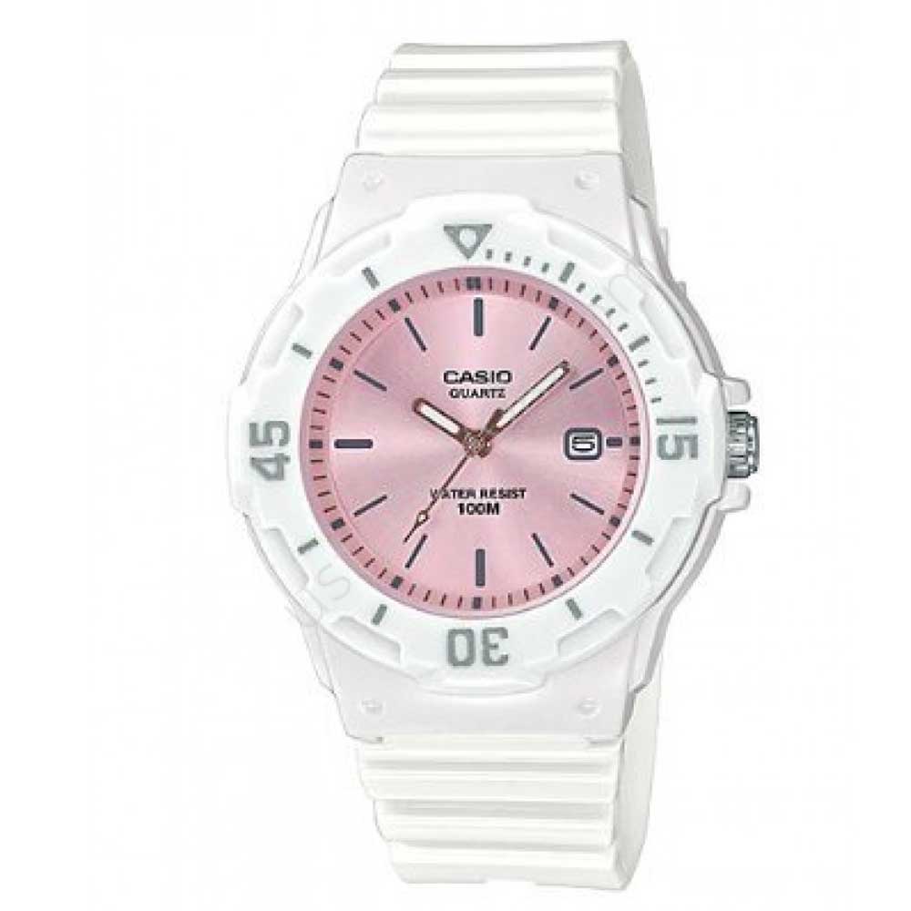 Casio General Pink Dial White Resin Strap Women Watch LRW-200H-4E3VDF-P