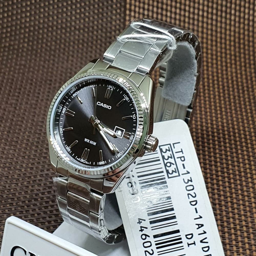 Casio General Black Dial Silver Stainless Steel Strap Women Watch LTP-1302D-1A1VDF-P