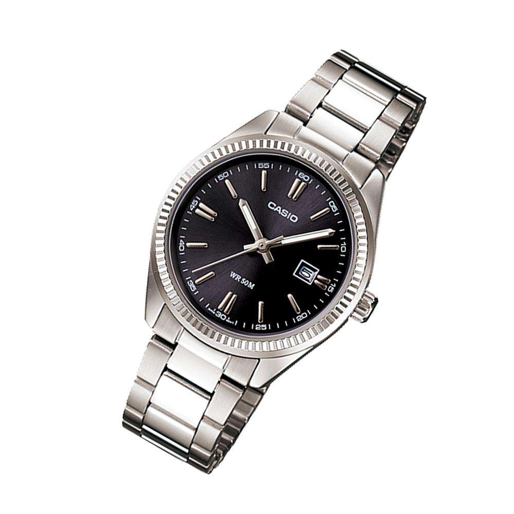 Casio General Black Dial Silver Stainless Steel Strap Unisex Watch LTP-1302D-1A2VDF-P