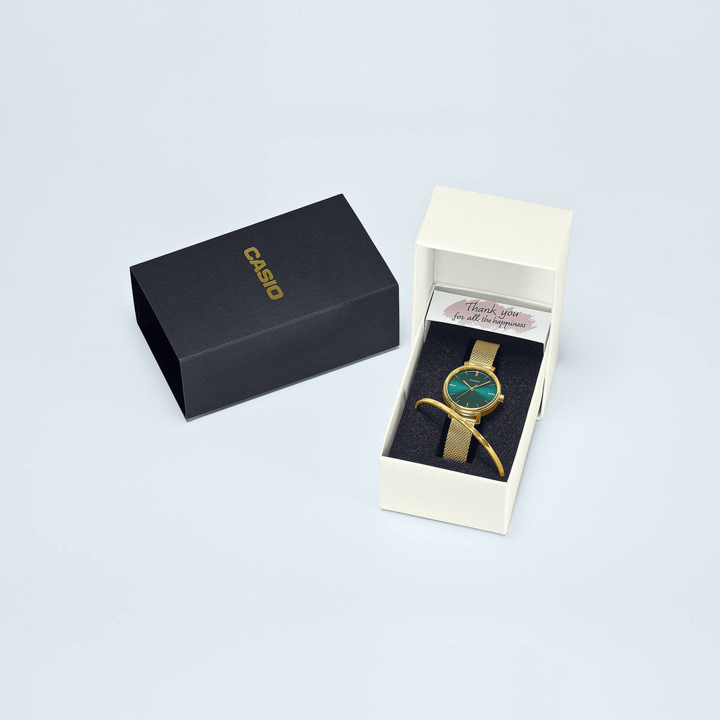 Casio General Green Dial Gold Milanese Strap Women Watch LTP-2024VMG-3CDR