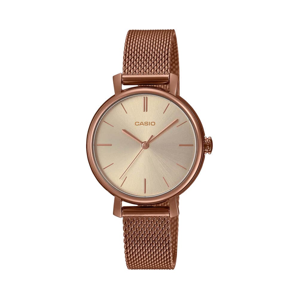 Casio General Rose Gold Milanese Strap Women Watch with Bangle LTP-2024VMR-9CDR