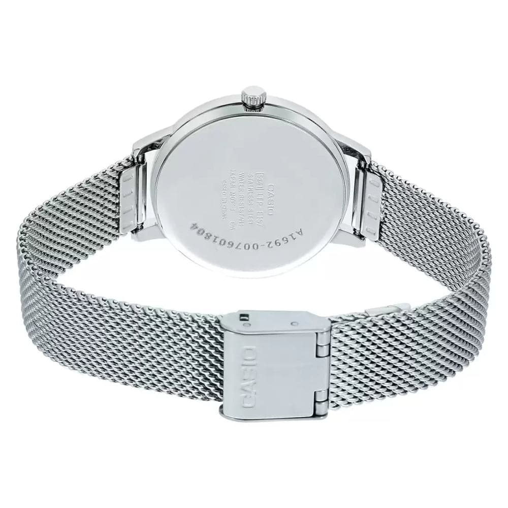 Casio General Silver Dial Milanese Strap Women Watch LTP-E157M-7ADF-P