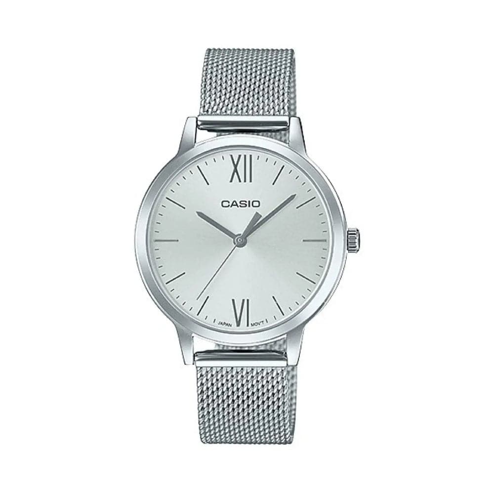 Casio General Silver Dial Milanese Strap Women Watch LTP-E157M-7ADF-P