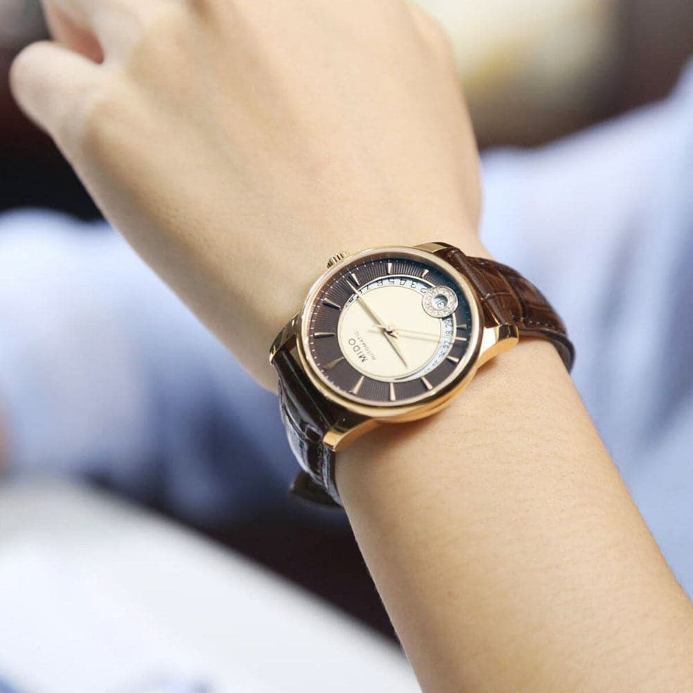 Mido Baroncelli Brown Leather Strap Men Watch M0072073629100