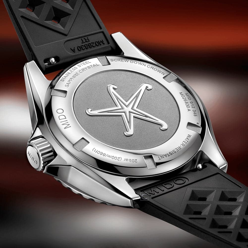 Mido Ocean Star Red Dial Black Rubber Strap Men Watch M0268301742100