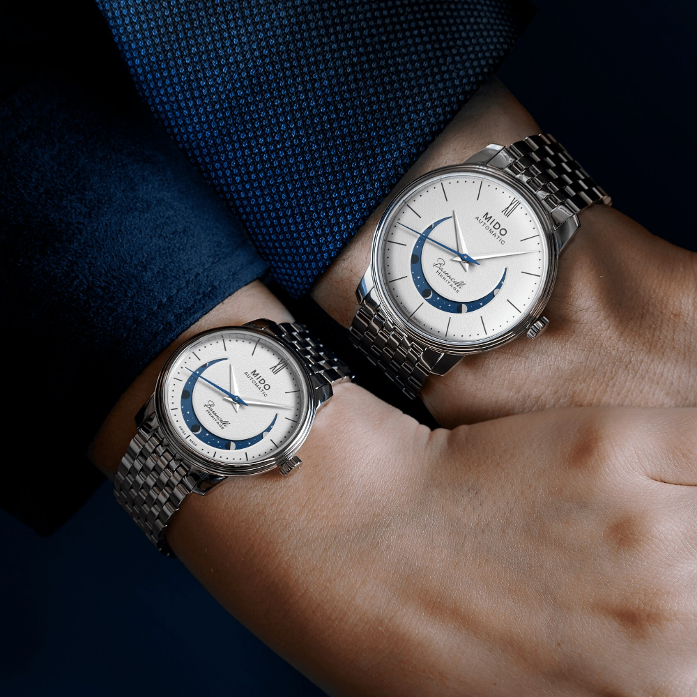 Mido Baroncelli Smiling Moon Silver Stainless Steel Strap Women Watch M0272071101001