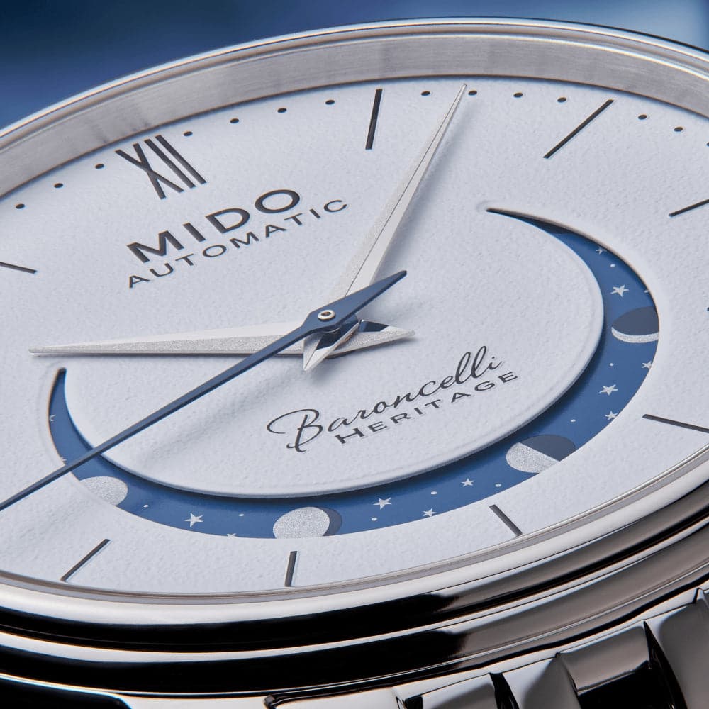 Mido Baroncelli Smiling Moon Silver Stainless Steel Strap Men Watch M0274071101001